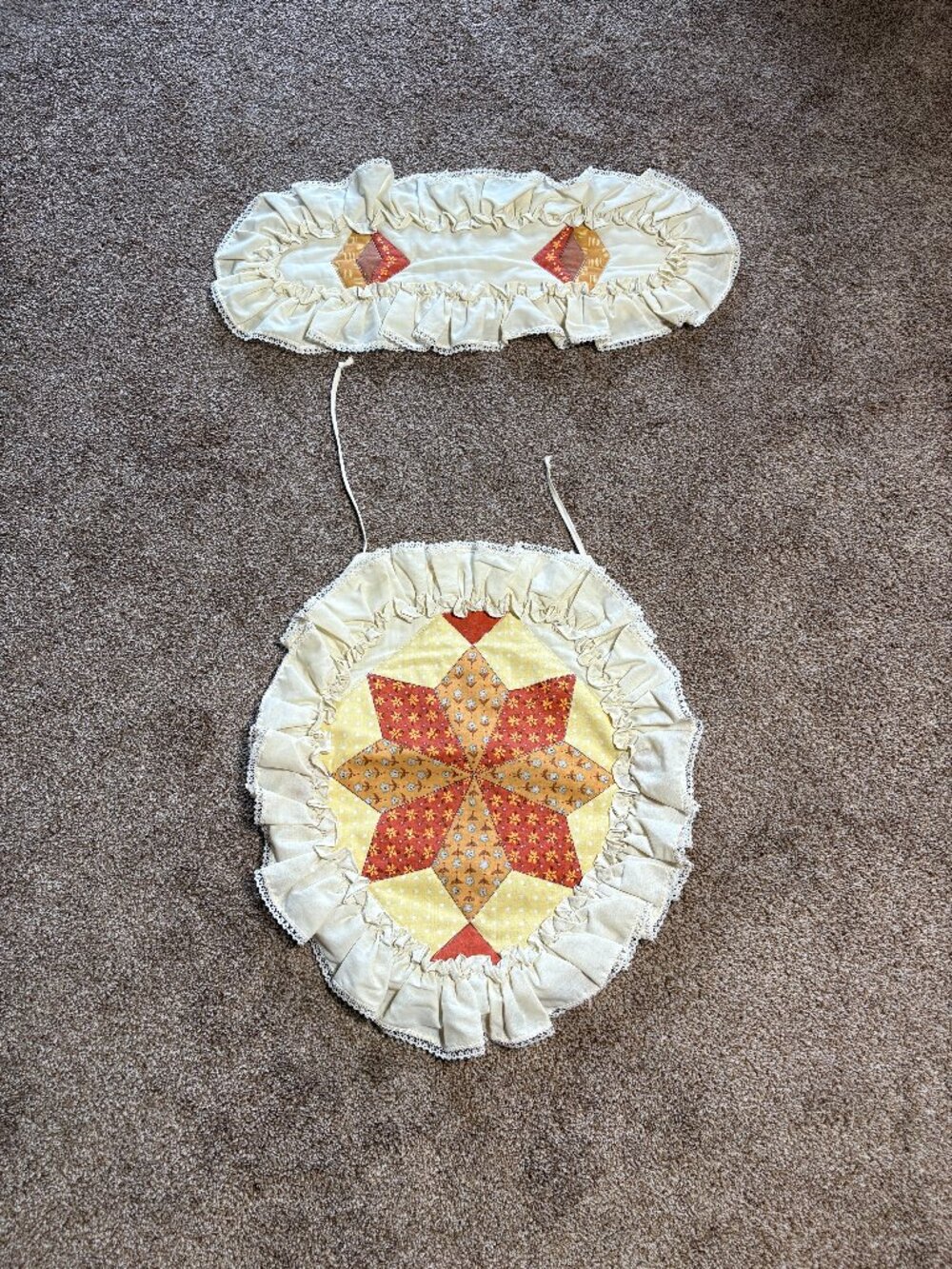 Vintage Retro Toilet Seat & Bowl Cover Quilted Pattern